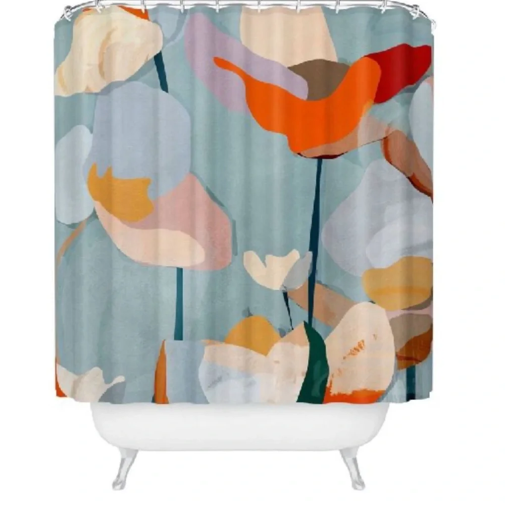 SOCIETY6 NWT abstract art flowers shower curtain -by thing designs